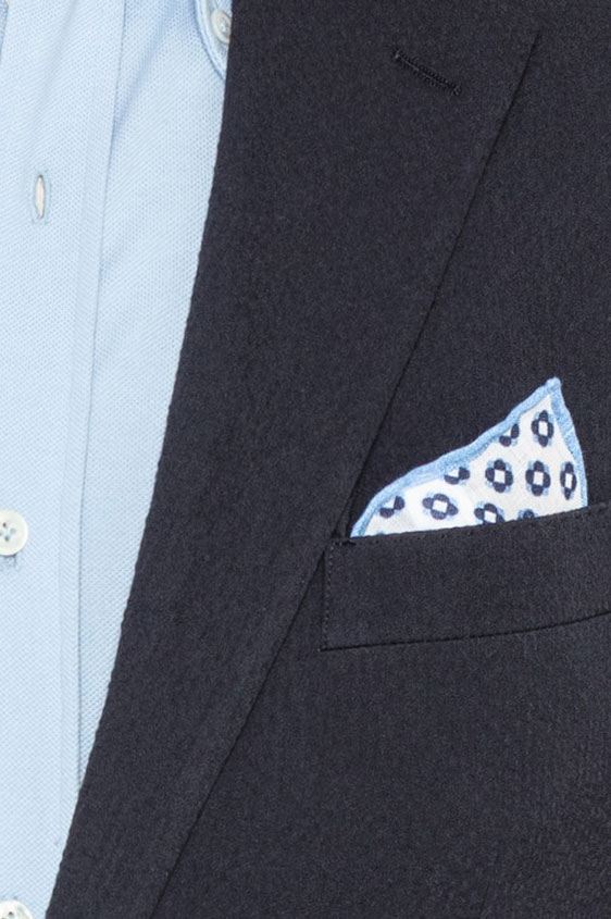 Синий костюм из хлопка сирсакер