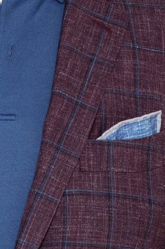 Фиолетовый пиджак в синюю клетку