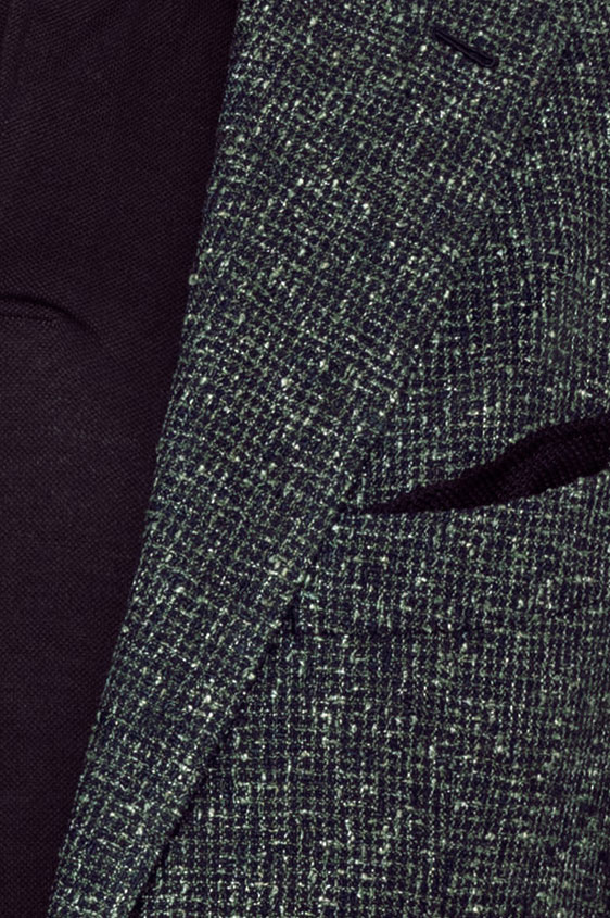 Зелено-синий пиджак с объемной фактурой