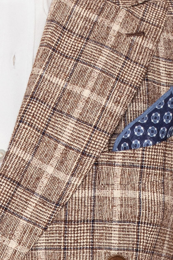 Светло-коричневый пиджак в клетку гленчек