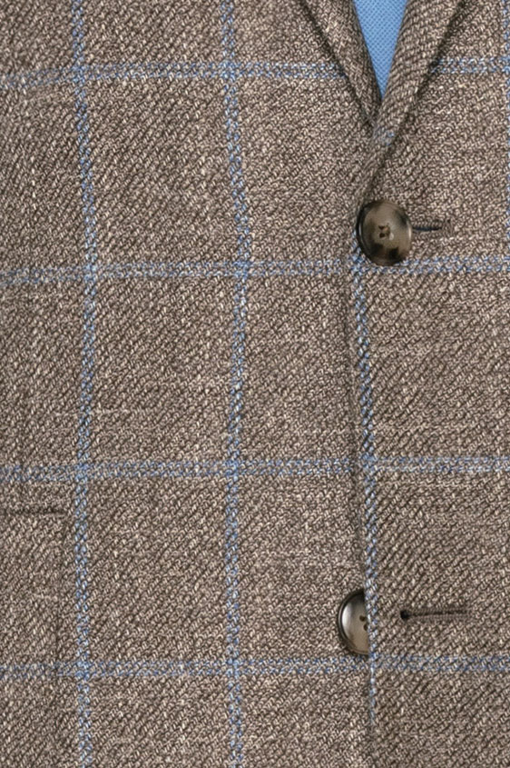 Темно-серый пиджак в клетку структуры твил