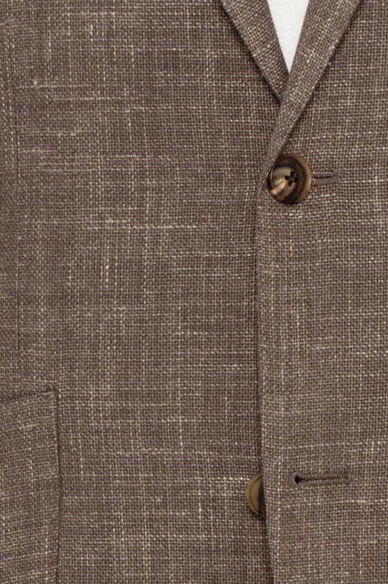 Серо-бежевый пиджак плетеной фактуры