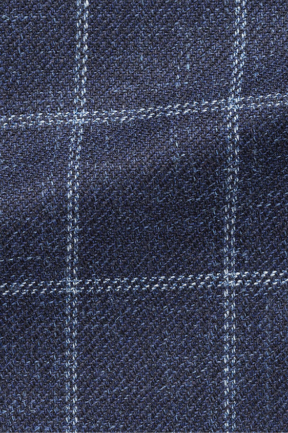 Темно-синий пиджак в белую клетку структуры твил