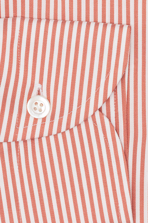 Коралловая сорочка в белую полоску