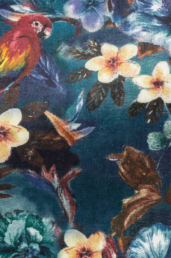 Темно-бирюзовая сорочка с принтом попугая