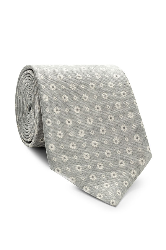 Серый галстук с цветочным принтом