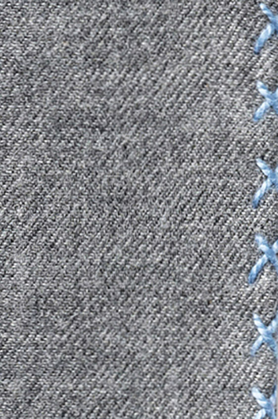 Серый нагрудный платок с голубой окантовкой