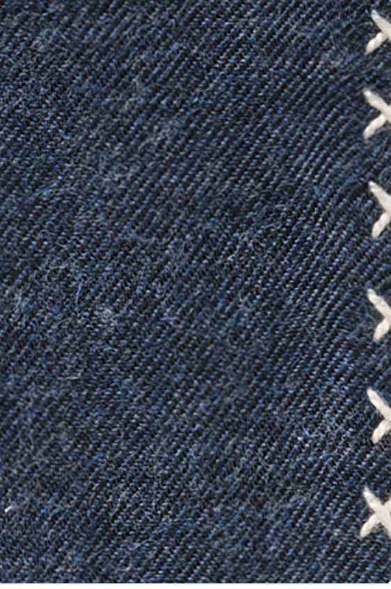 Синий нагрудный платок с бежевой окантовкой