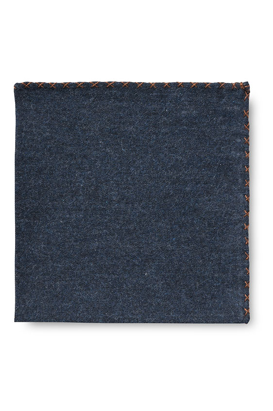 Синий нагрудный платок с коричневой окантовкой