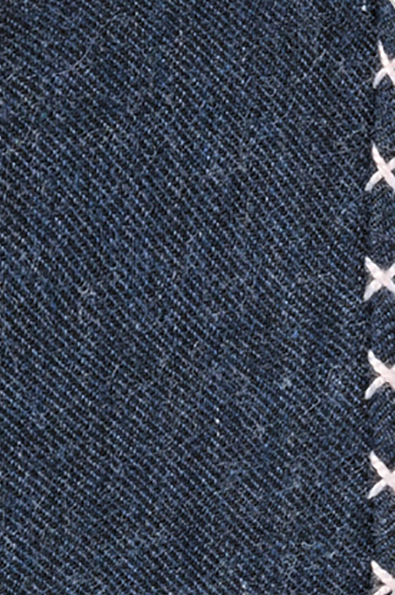 Синий нагрудный платок с розовой окантовкой