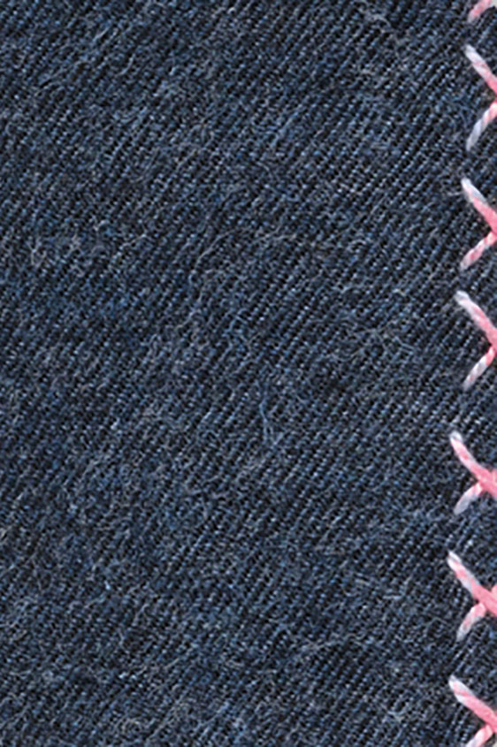 Синий нагрудный платок с розовой окантовкой