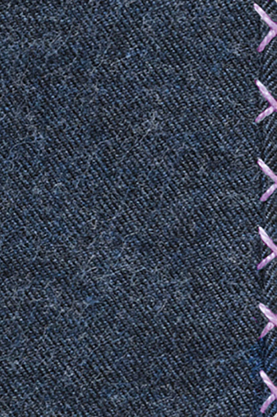 Синий нагрудный платок с фиолетовой окантовкой