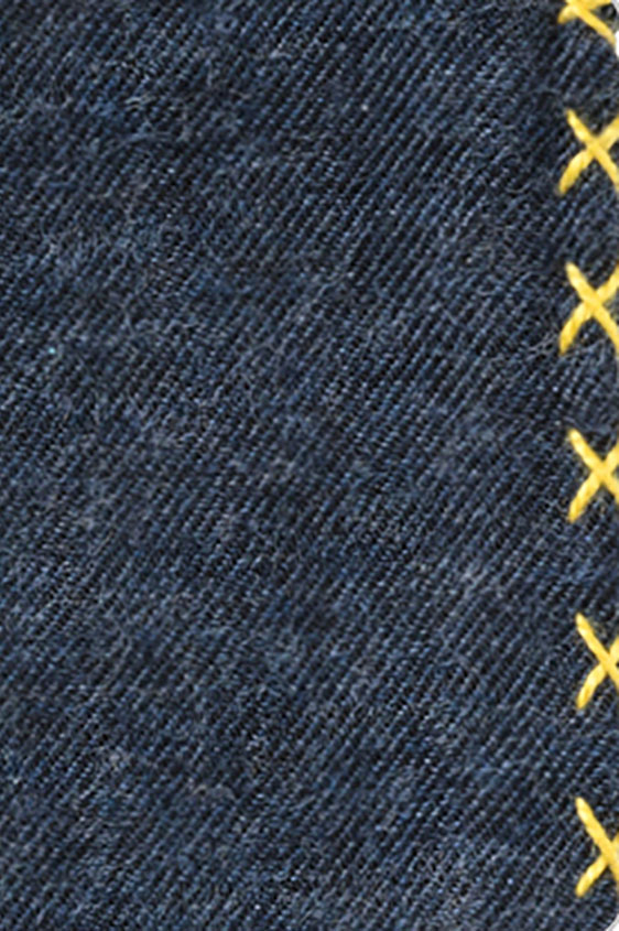 Синий нагрудный платок с жёлтой окантовкой