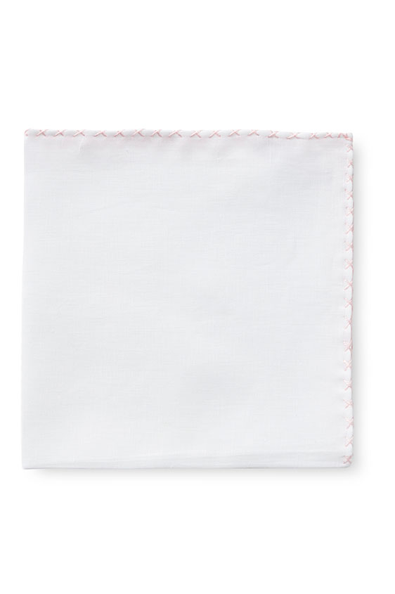 Белый нагрудный платок с розовой окантовкой