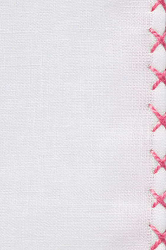 Белый нагрудный платок с розовой окантовкой