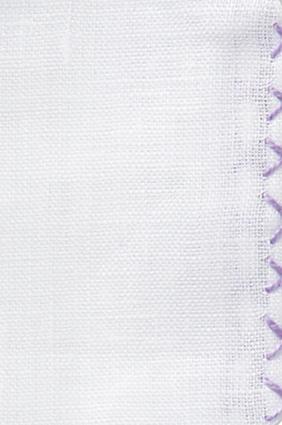 Белый нагрудный платок с фиолетовой окантовкой