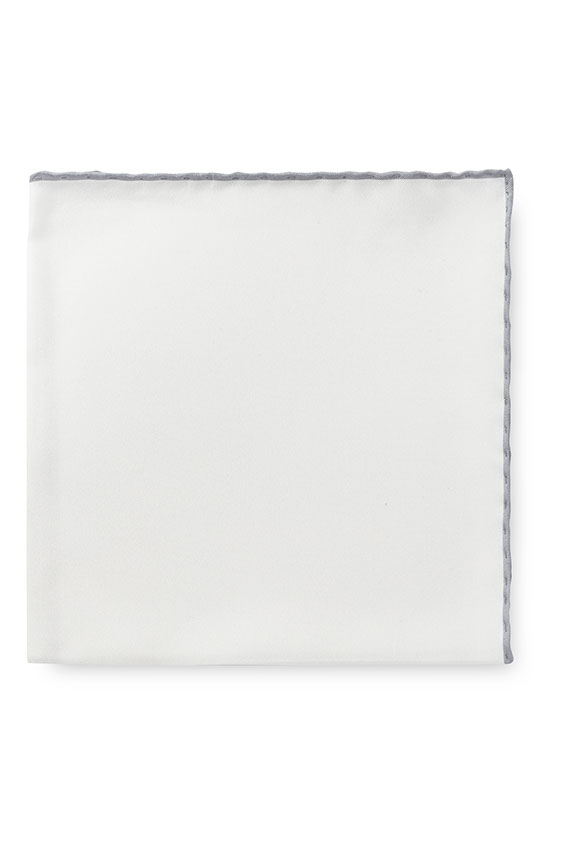 Белый нагрудный платок с серой окантовкой