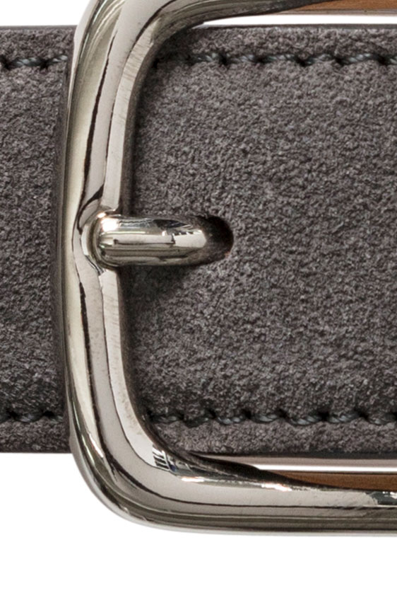 Серый ремень из замши