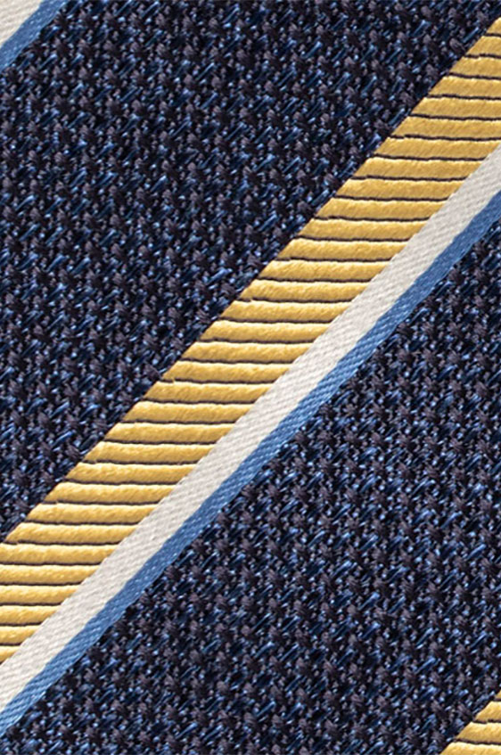 Темно-синий галстук в жёлтую полоску