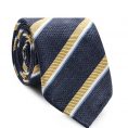 Темно-синий галстук в жёлтую полоску