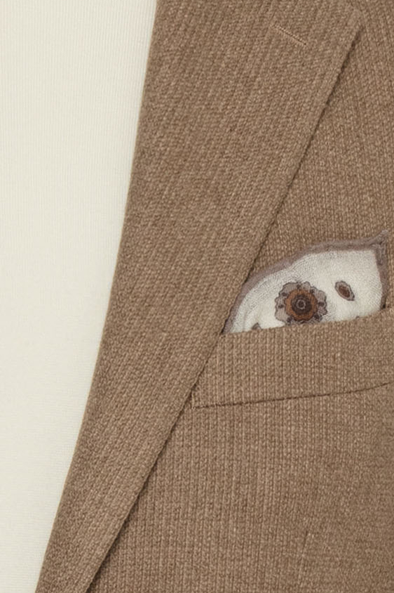 Бежевый пиджак из шерсти и шёлка
