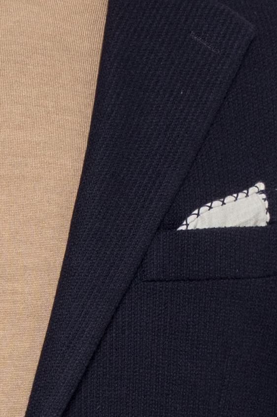 Темно-синий пиджак из шерсти и шёлка