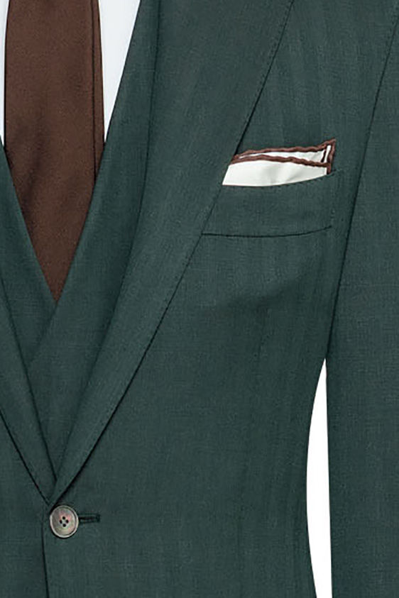 Темно-зеленый костюм из ткани Solaro