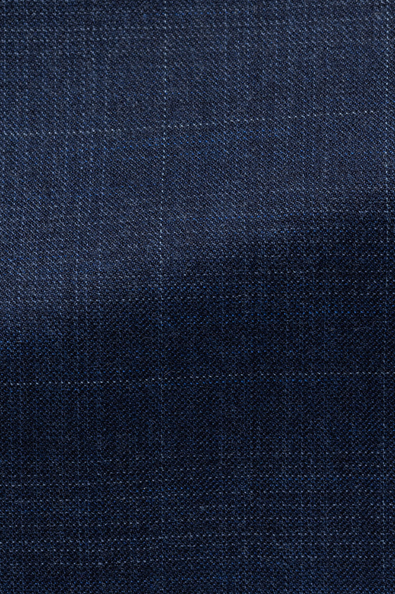 Синий костюм из шерсти и шелка в клетку