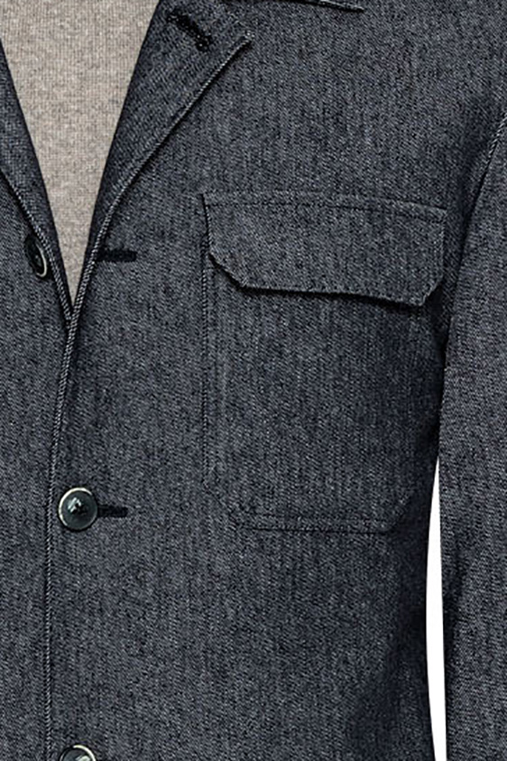 Серо-синий костюм из джинсового хлопка