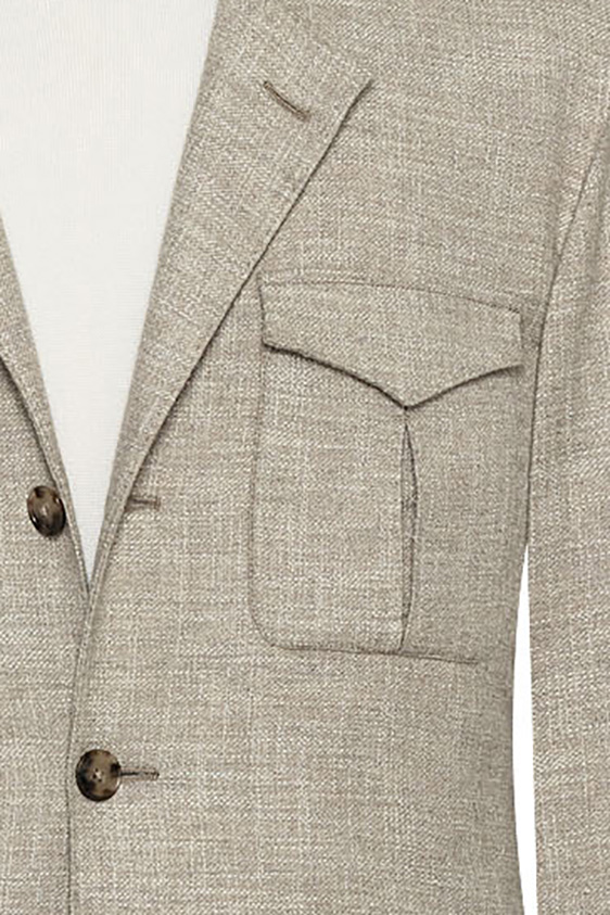 Бежевый пиджак из шерсти, шелка и хлопка