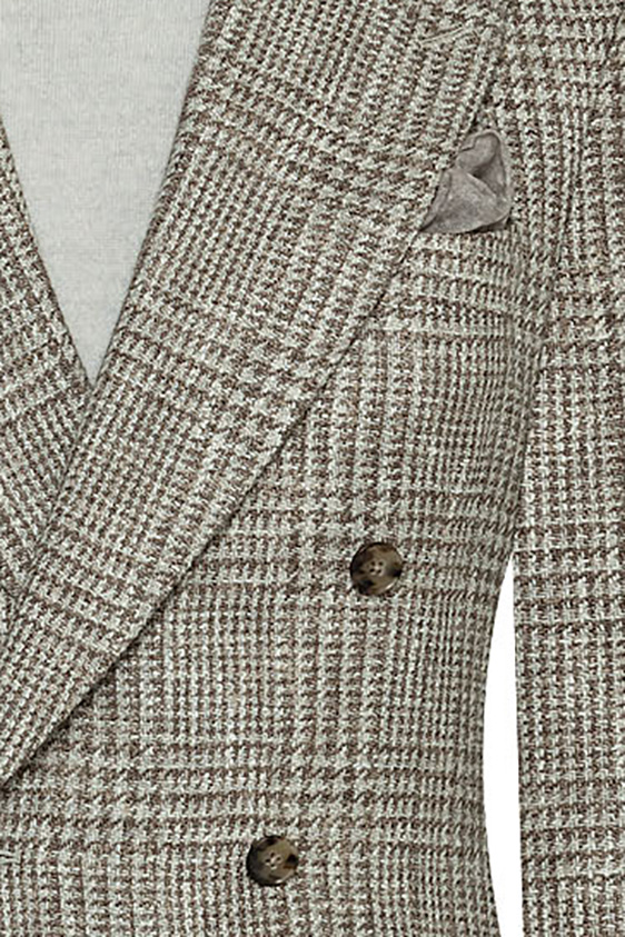 Серо-бежевый пиджак в клетку “Гленчек”