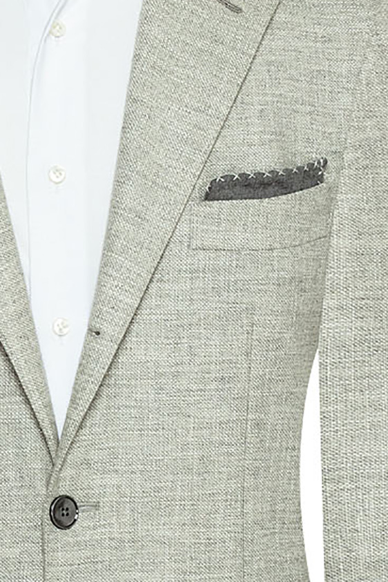 Светло-серый пиджак из шерсти, шелка и хлопка