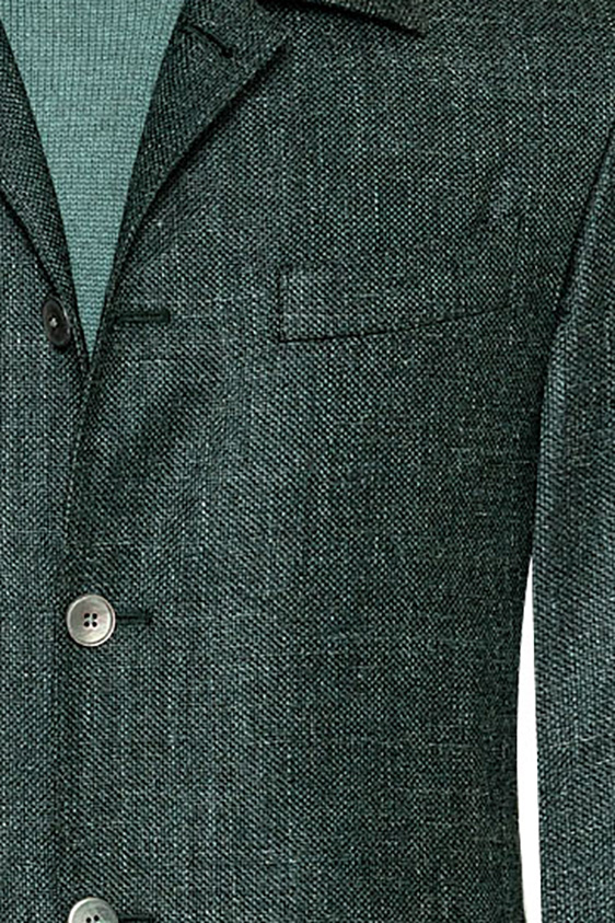 Темно-зеленый пиджак из шерсти, шелка и льна