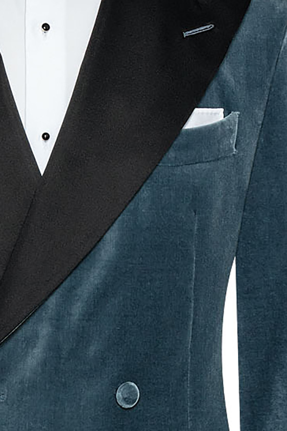 Синий пиджак из бархата