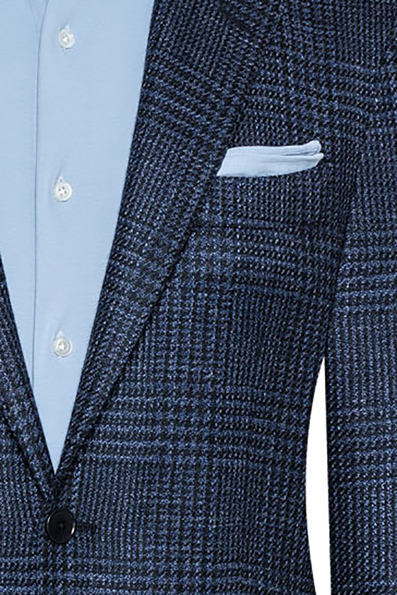 Синий пиджак из шерсти с шелком в клетку “Гленчек”