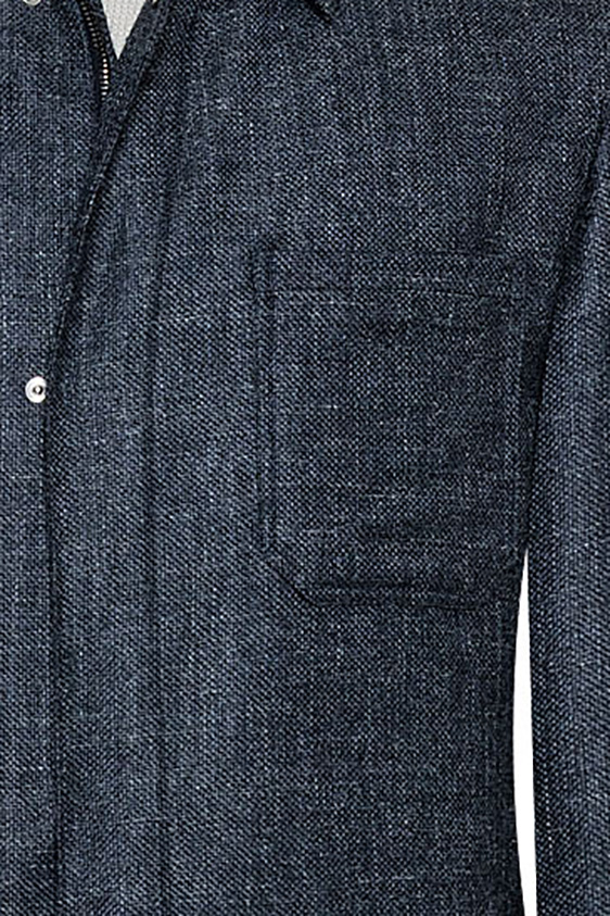 Синий пиджак из шерсти, шелка и льна