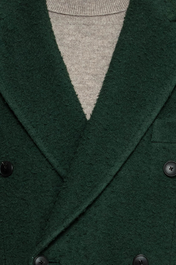 Темно-зеленое пальто из шерсти казентино